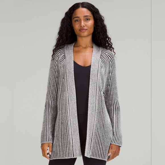 lululemon athletica Sweaters - Lululemon Cotton-Cashmere Blend Sweater Wrap Powdered Clay / White / Lakeside /